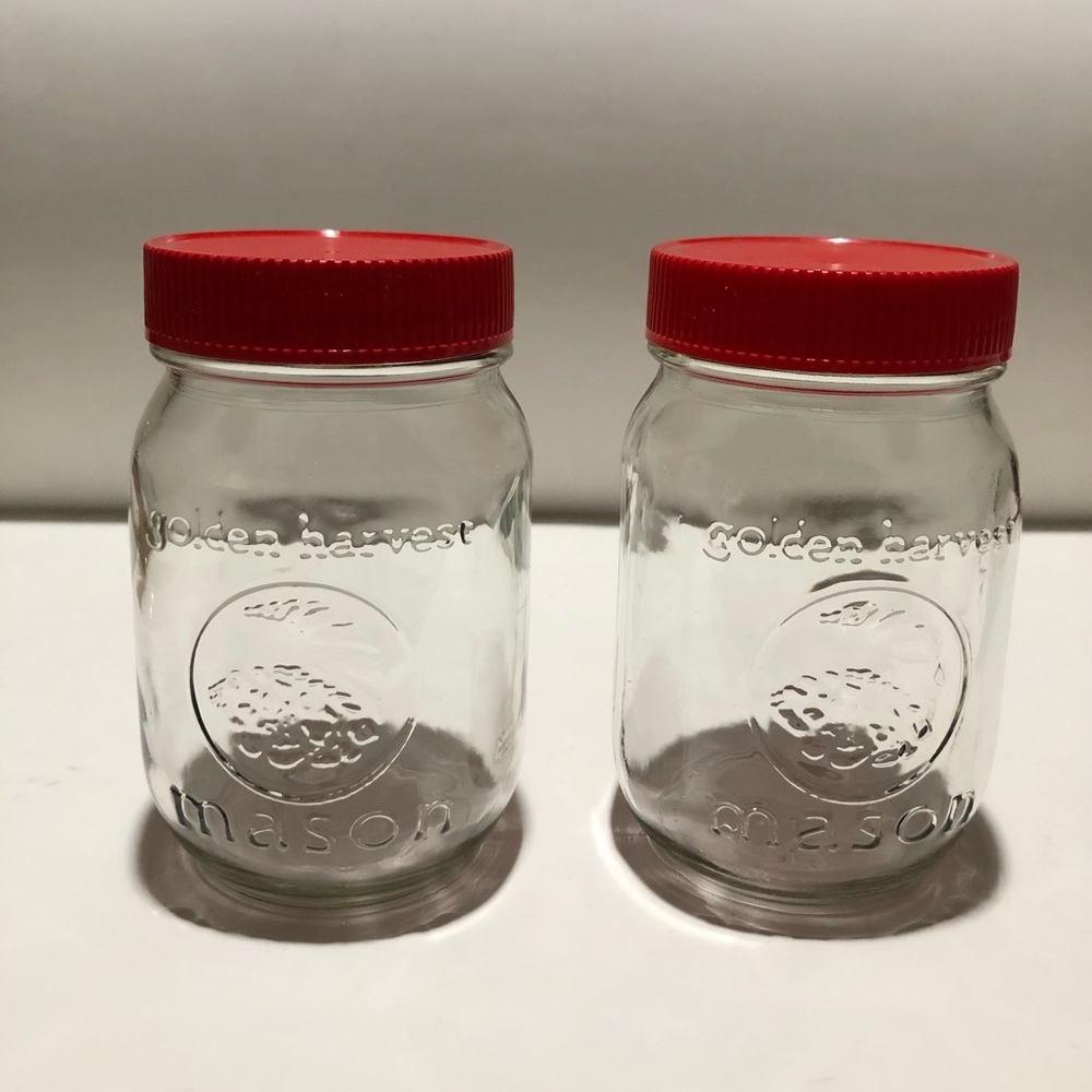 Golden Harvest Cornucopia Pint Glass Mason Jars 975 (x2) - With Lids